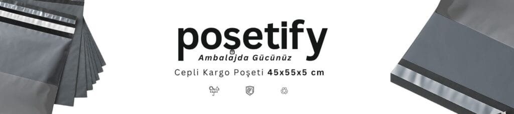 Cepli Kargo Poşeti 45x55x5 cm | Gri | Yapışkan Bantlı | 80 Mikron