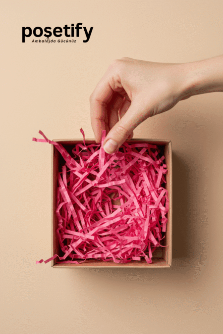 Poşetify Premium Kırpık Kâğıt Dolgu | Pembe Renk | Estetik Ambalaj | Koruyucu Paketleme Kâğıdı
