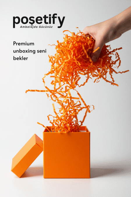 Poşetify Premium Kırpık Kâğıt Dolgu | Turuncu Renk | Estetik Ambalaj | Koruyucu Paketleme Kâğıdı