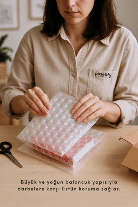 Poşetify Premium Büyük Balonlu Şeffaf Torba 14x22+12 cm Koruyucu Ambalaj Poşeti