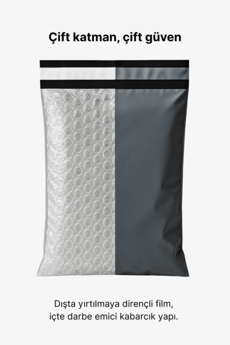Balonlu (Patpatlı) Kargo Poşeti 17x23x4 cm | Gri | Yapışkan Bantl | 65 gr | 80 Mikron