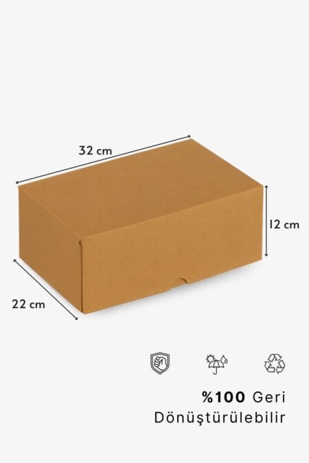Baskısız Kraft Kesimli Kutu 32x22x12 cm | Dayanıklı E-Ticaret ve Paketleme Kutusu