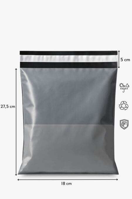 Cepli Kargo Poşeti 18x27,5x5 cm | Gri | Yapışkan Bantlı | 80 Mikron