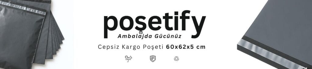 Cepsiz Kargo Poşeti 60x62x5 cm | Gri | Yapışkan Bantlı | 80 Mikron