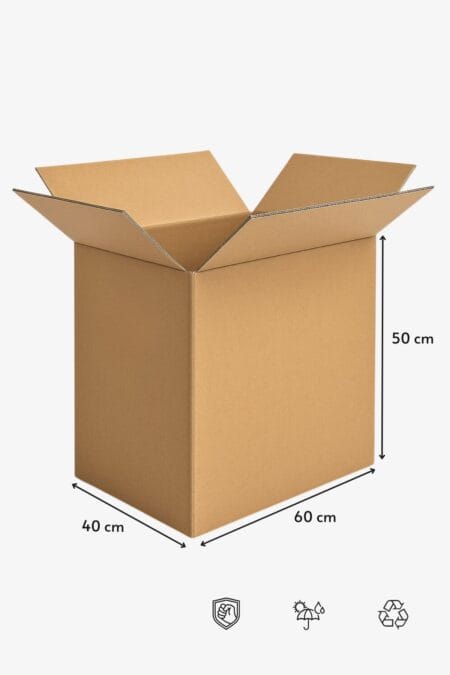 Çift Oluklu Koli 60x40x50 cm | Kraft | Dayanıklı Taşıma Kolisi