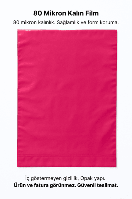 Renkli Kargo Poşeti | 35x50x5 cm | Yapışkan Bantlı | 100 Mikron | Pembe | 1. Kalite