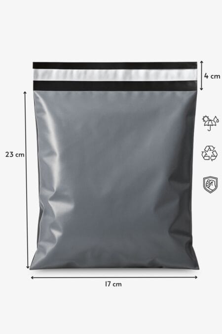 Poşetify cepsiz kargo poşeti 17x23+4 cm gri yapışkan bantlı e ticaret paketleme poşeti